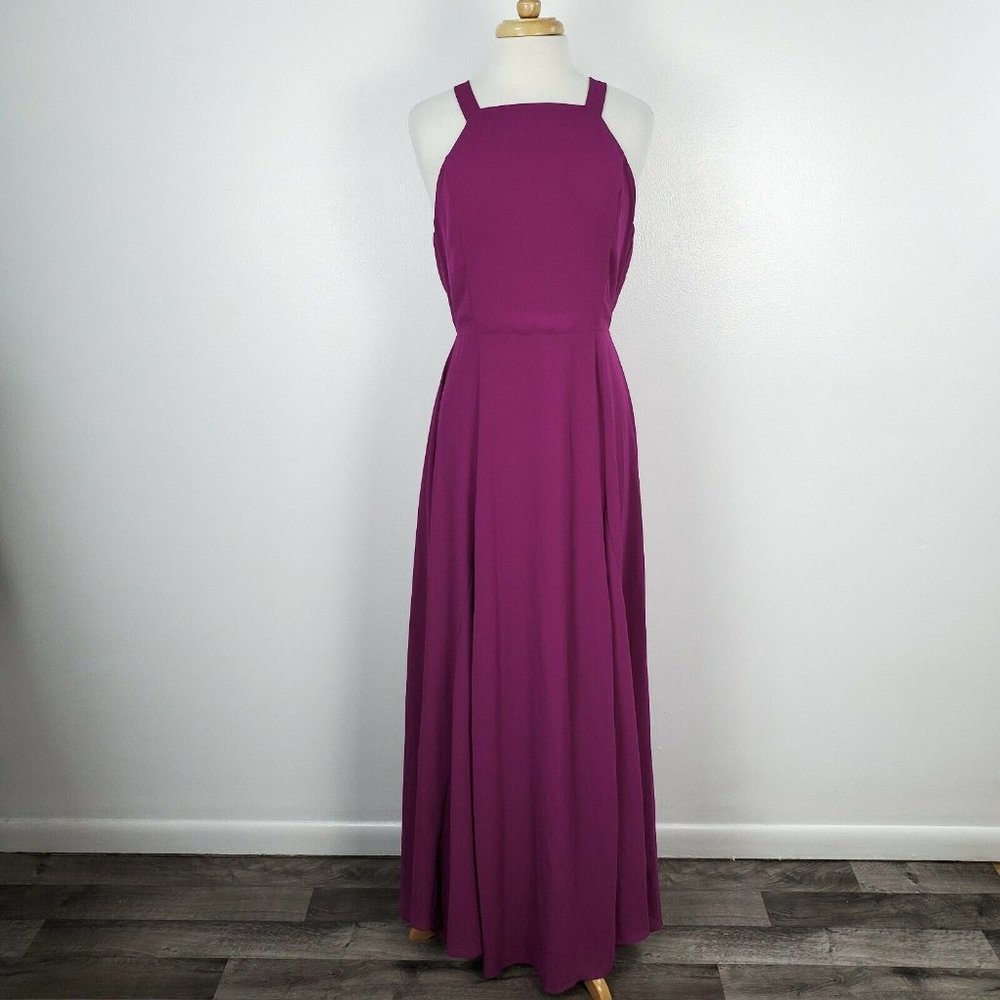Lulus Dress Womens XL Maxi Super Starlet Magenta Lace Up Sleeveless Purple Pink - Picture 4 of 12